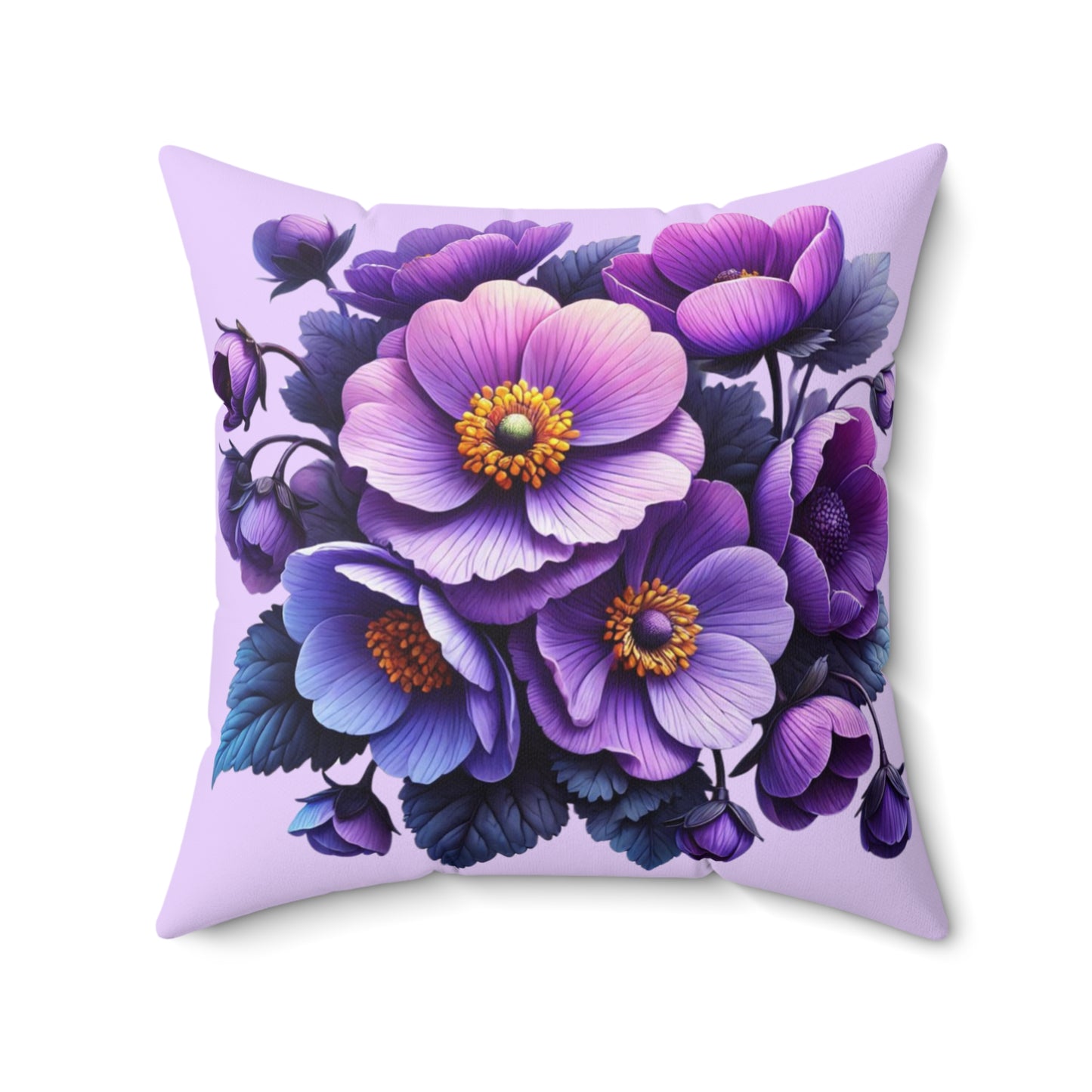 Flowers Spun Polyester Square Pillow