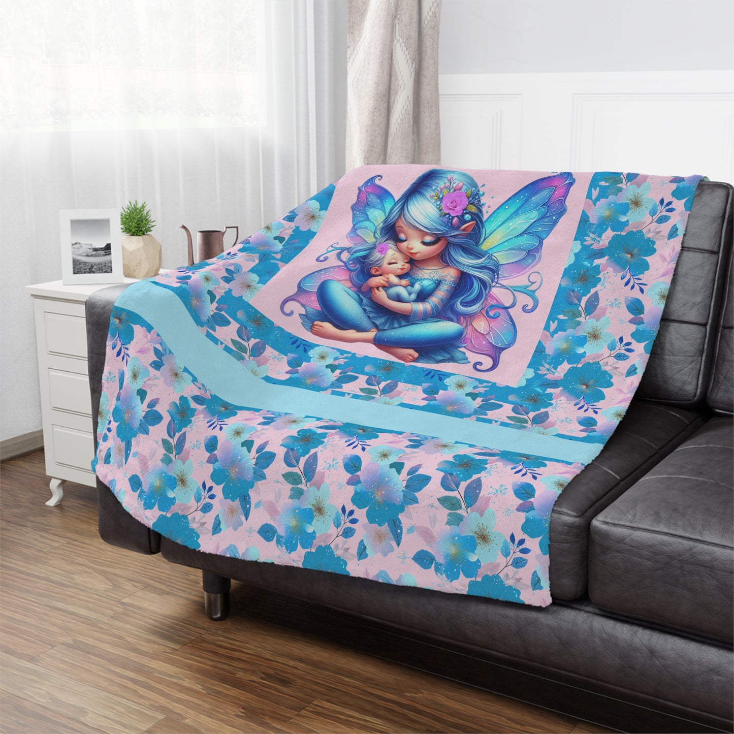 Fairy Flowers Name Girl Minky Blanket