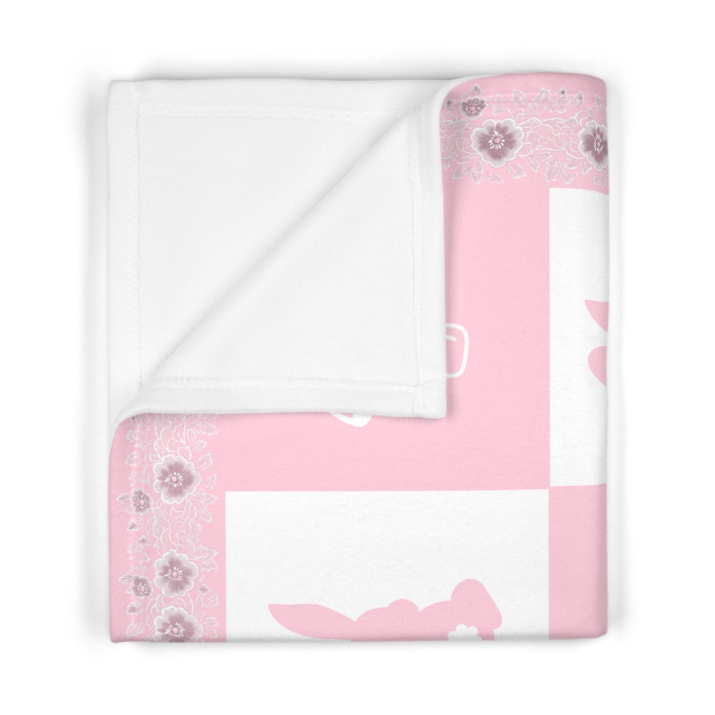Personalized Baby Girl Fleece Blanket | Custom Name Bunny Blanket | Soft Pink Newborn Gift, Baby Shower Present
