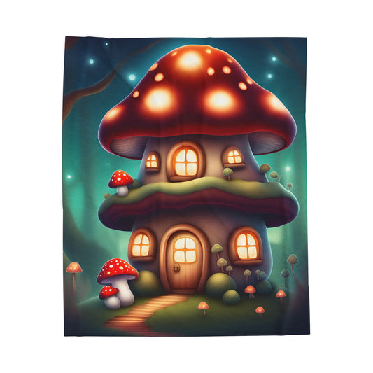 ''Knitted cottage'' Velveteen Plush Blanket