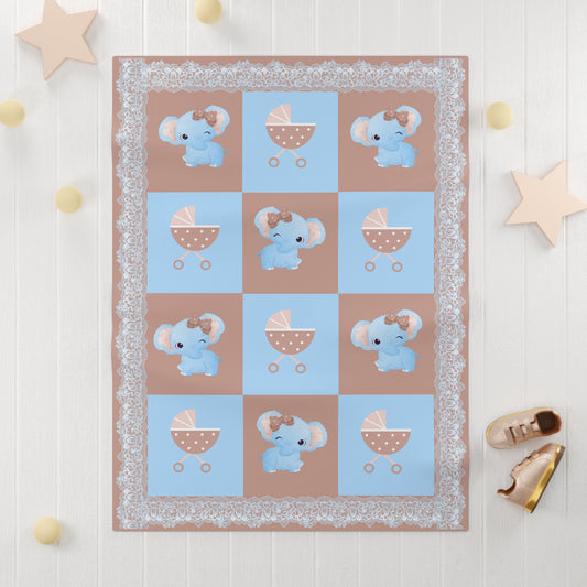 Personalized elephant BabyBlanket, Custom Name  Blanket