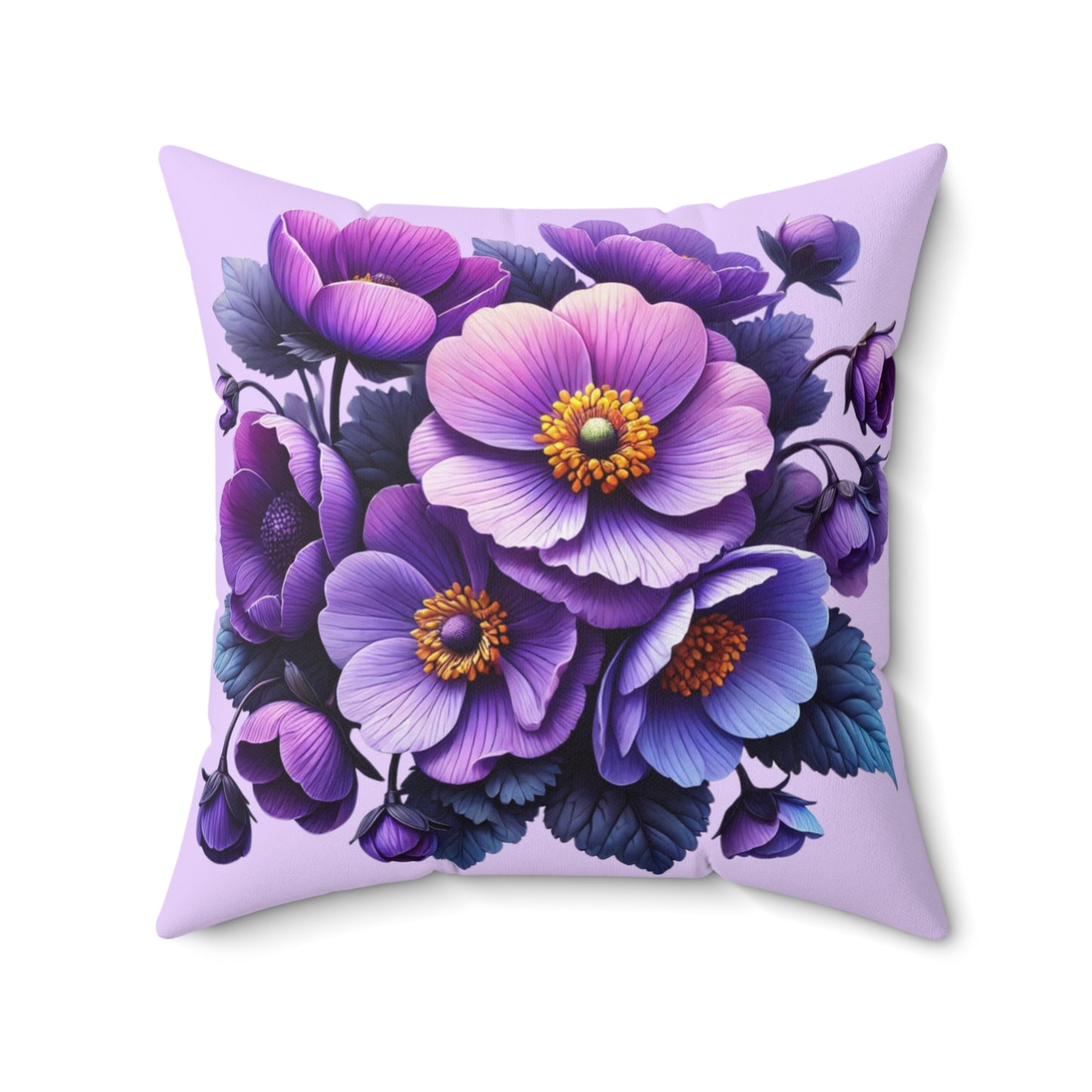Flowers Spun Polyester Square Pillow