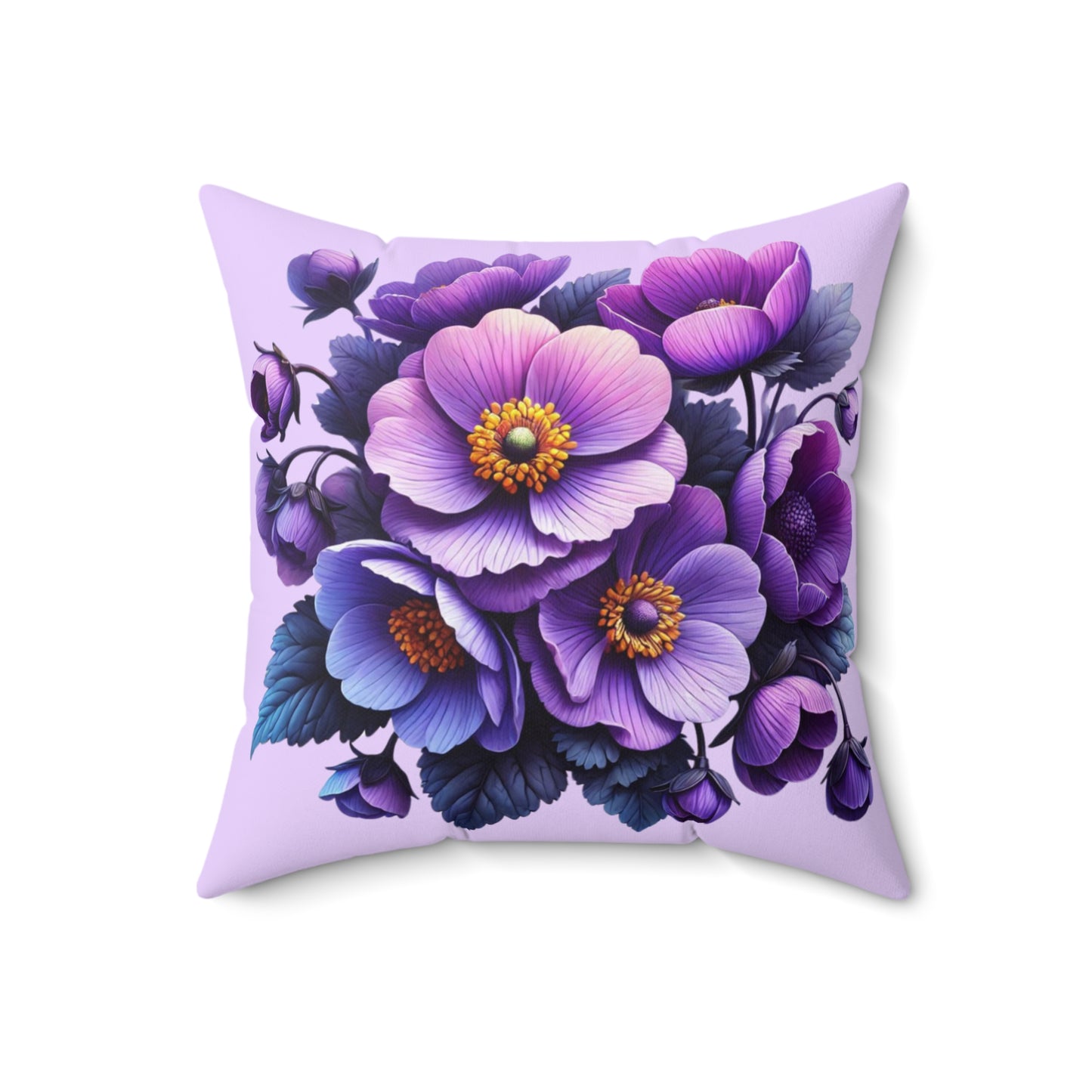 Flowers Spun Polyester Square Pillow