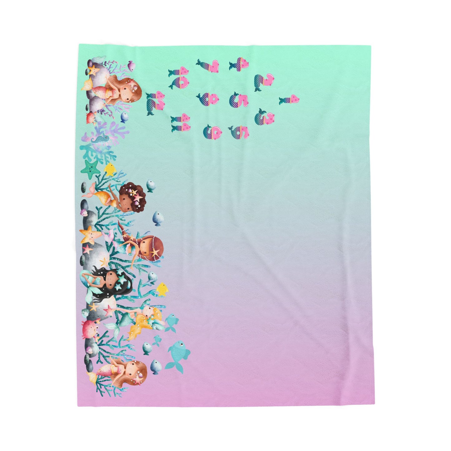 Personalized Mermaid Baby Milestone Blanket – Monthly Photo Prop with Name