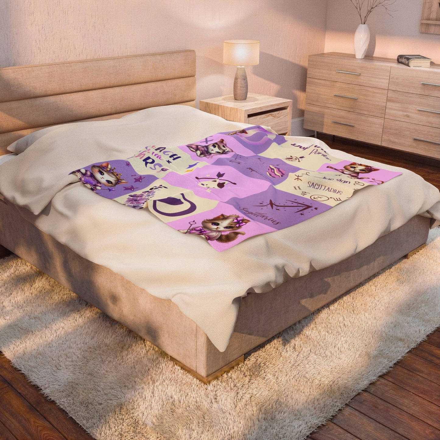 Personalized Sagittarius Baby Girl Blanket Velveteen Plush, Zodiac Baby Blanket,