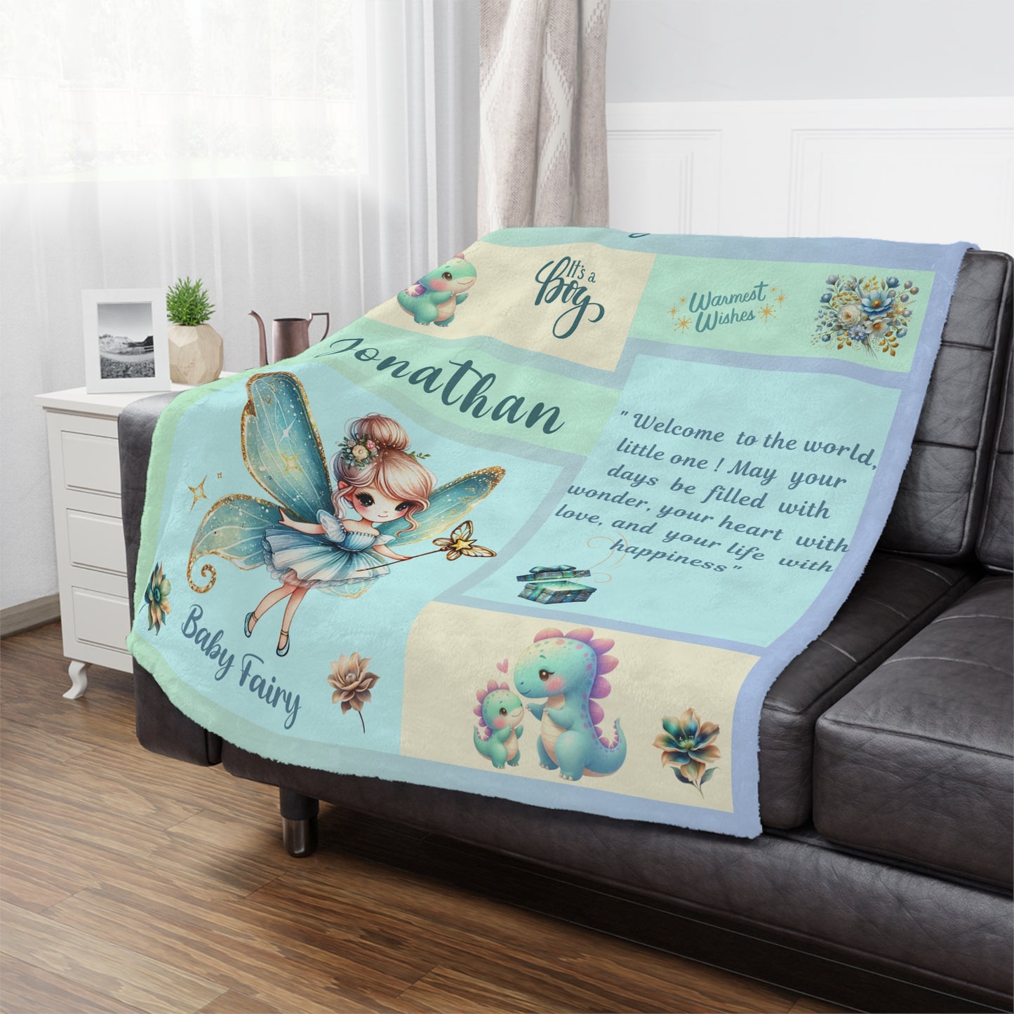 ''Fairy Wishes'' Baby Boy Minky Blanket