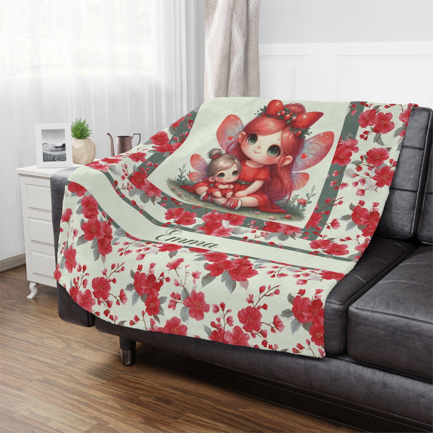 fairy Flowers Name Girle Minky Blanket