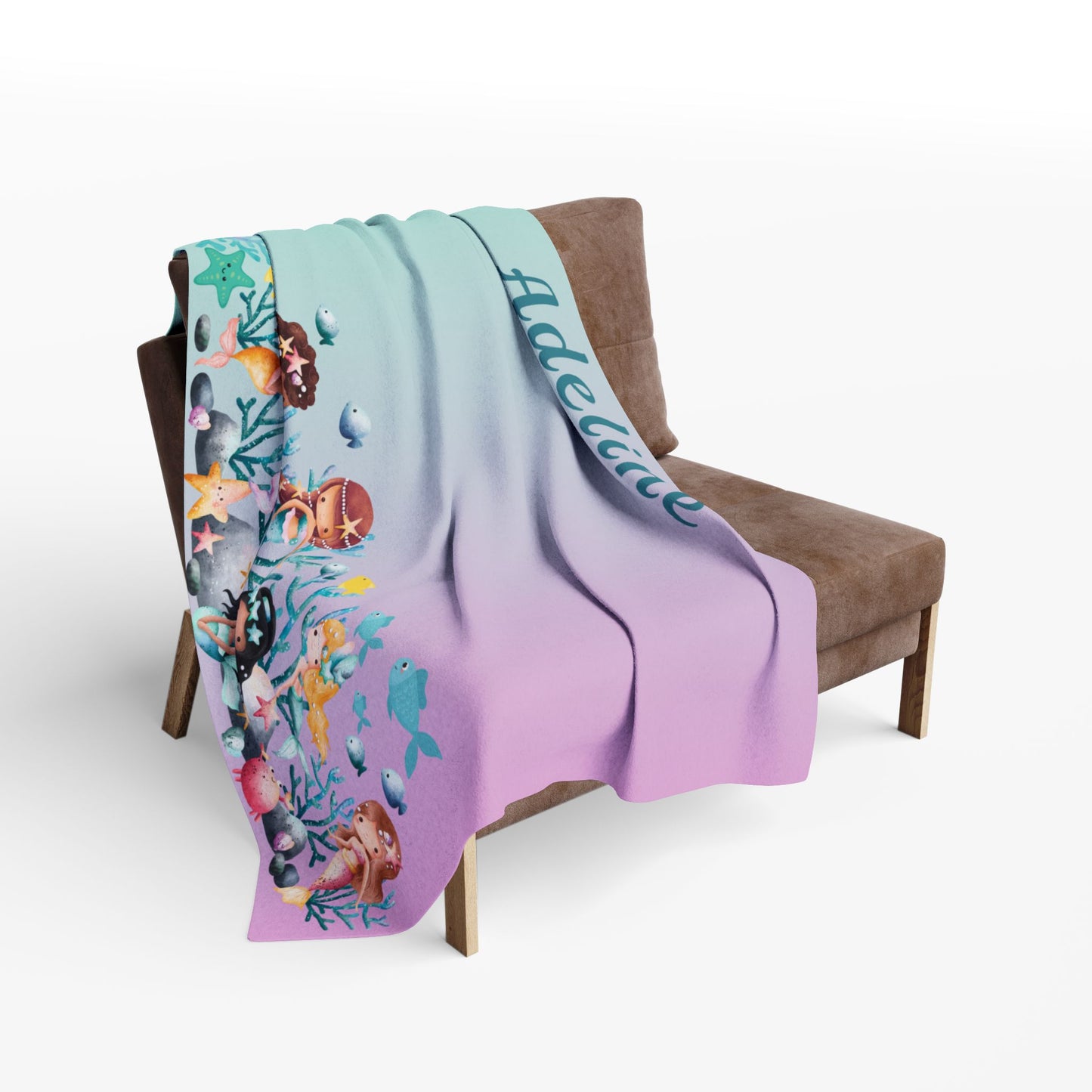 Personalized Mermaid Baby Milestone Blanket – Monthly Photo Prop with Name