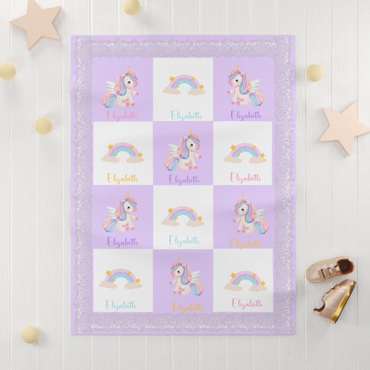 Personalized unicorn Baby Fleece Blanket, Custom Name  Blanket