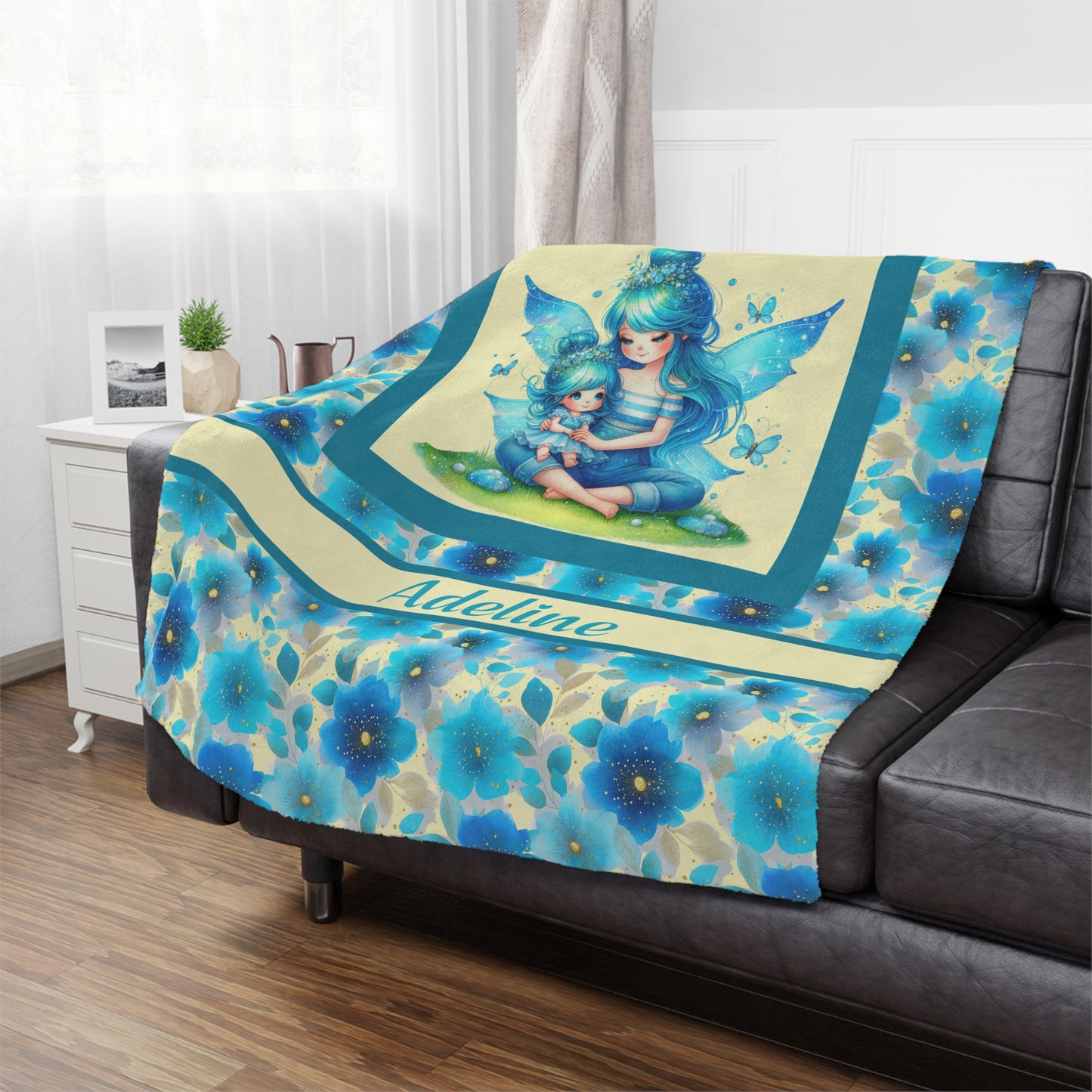 Fairy Flowers Name Girl Minky Blanket