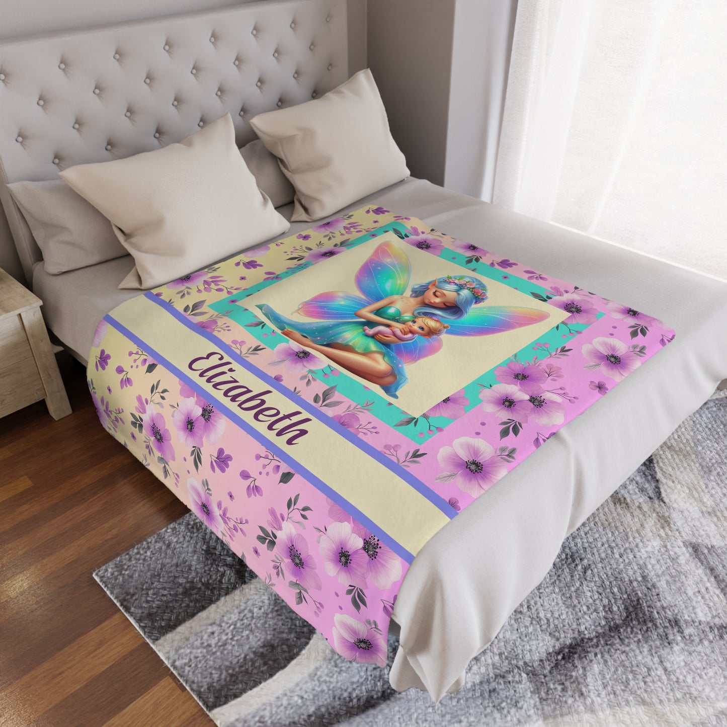 ''Fairy of Flowers''  Name Girl  Minky Blanket