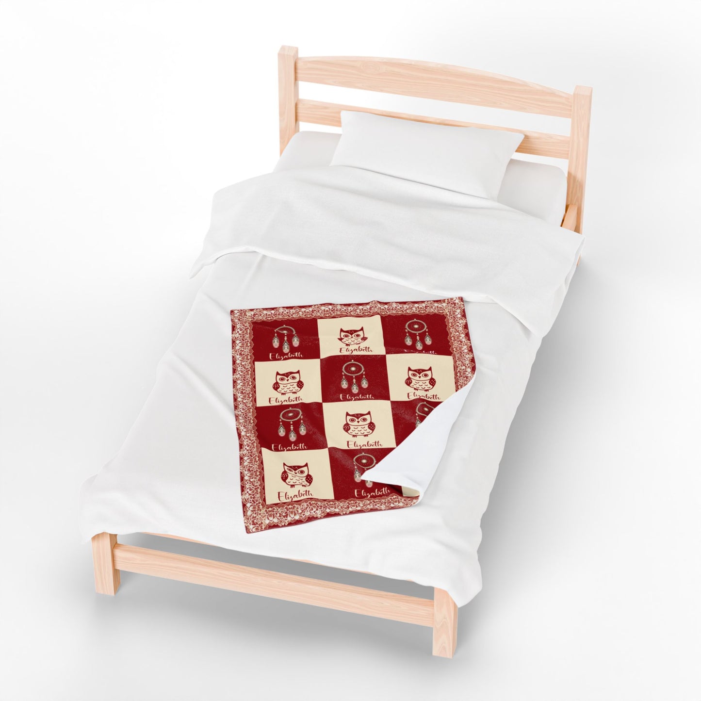 Personalized Baby Girl Blanket,Soft Fleece Name Blanket,  Owl & Dreamcatcher Baby Blanket – Custom Baby Gift – Nursery Bedding – Baby Shower Gift