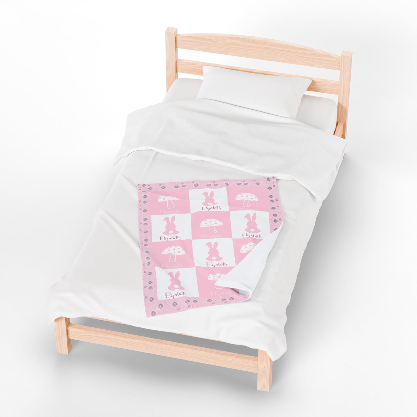 Personalized Baby Girl Fleece Blanket | Custom Name Bunny Blanket | Soft Pink Newborn Gift, Baby Shower Present