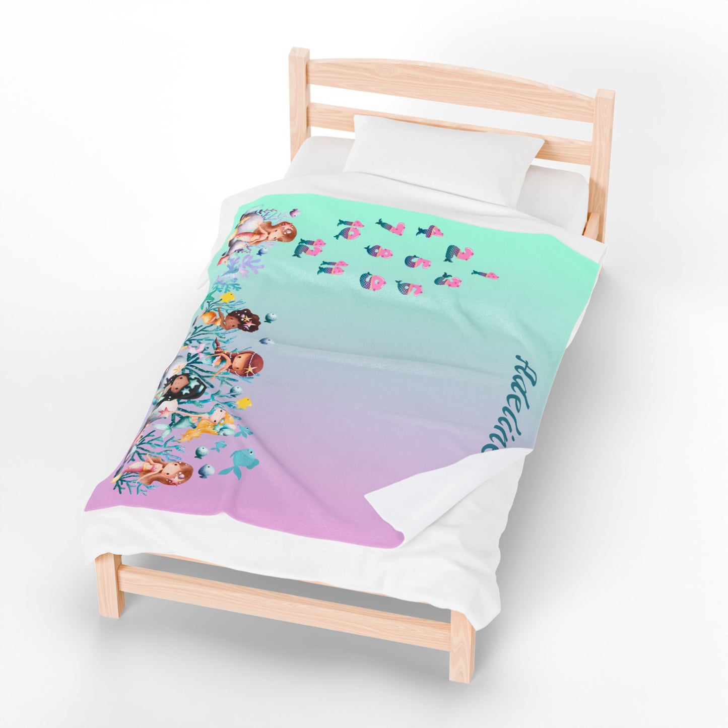 Personalized Mermaid Baby Milestone Blanket – Monthly Photo Prop with Name