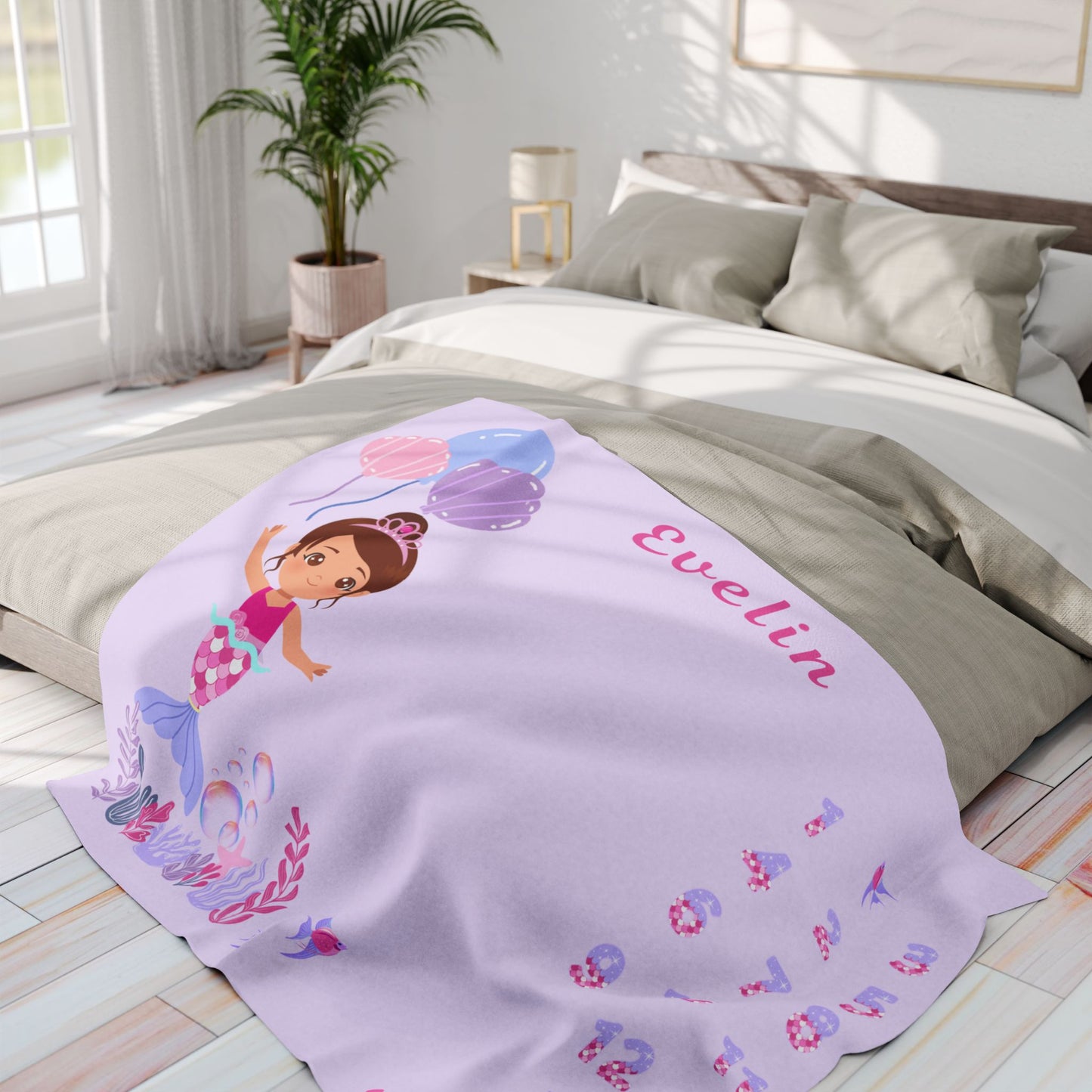 Personalized Mermaid Milestone Baby Blanket
