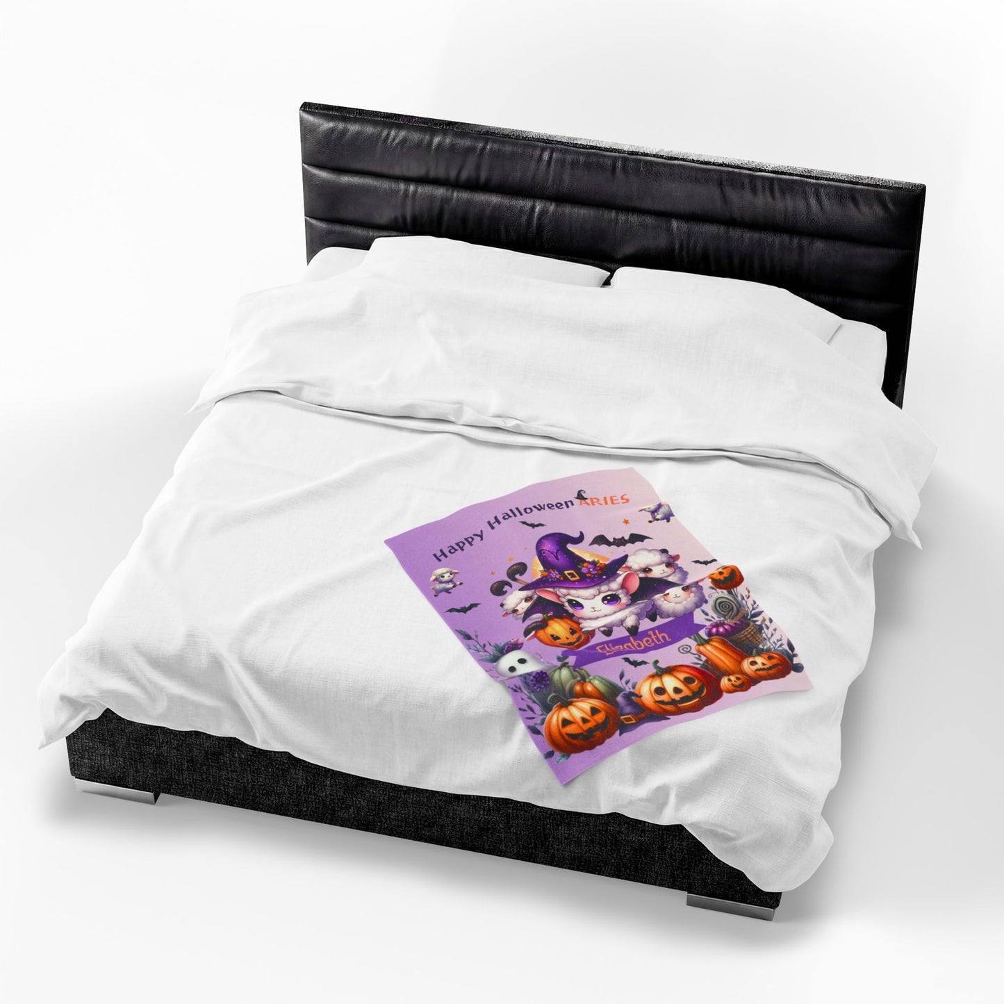 Personalized Aries Halloween Blanket for Girls, Custom Name Zodiac Toddler Halloween Gift