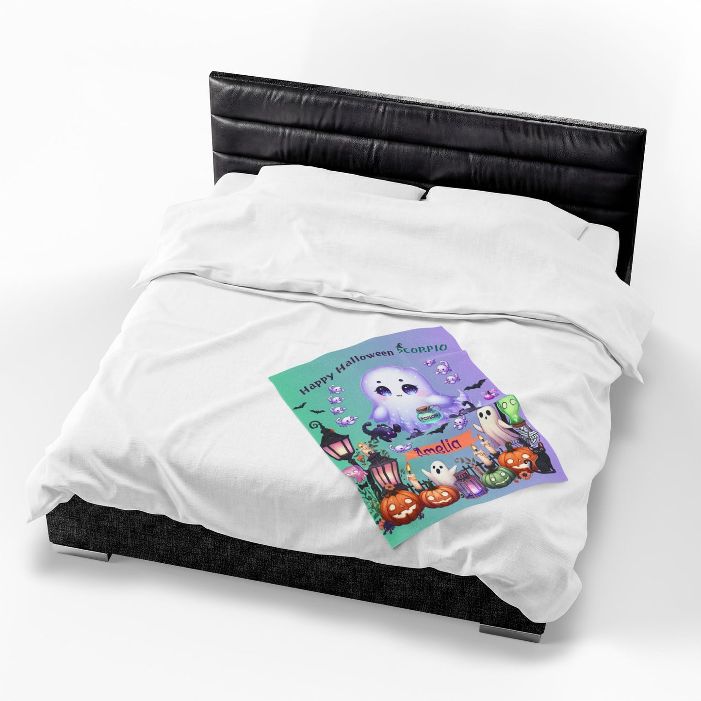 Personalized Scorpio Halloween Blanket for Girls, Custom Name Zodiac Toddler Halloween Gift