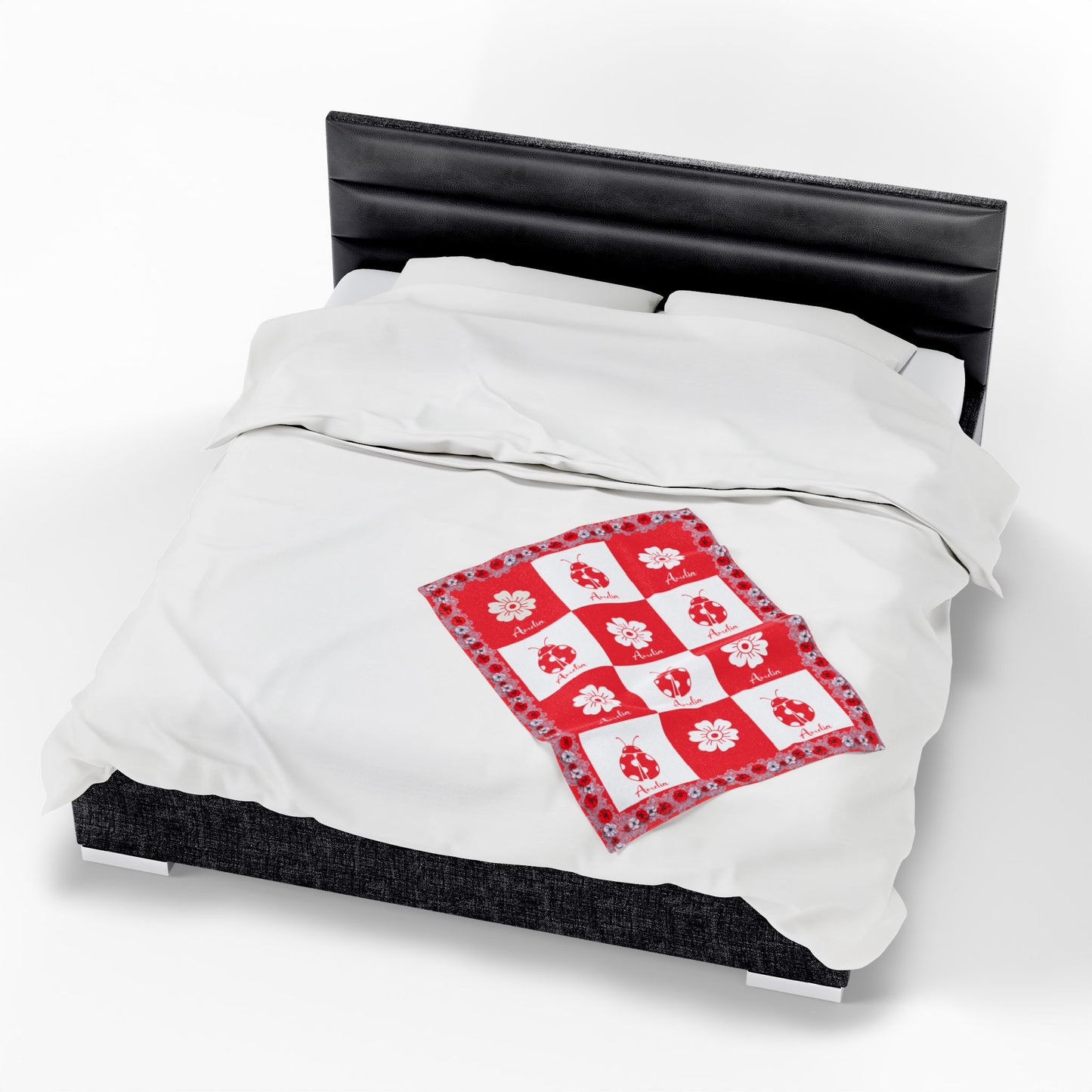 Personalized Ladybug Baby Girl Blanket, ladybug baby blanket,