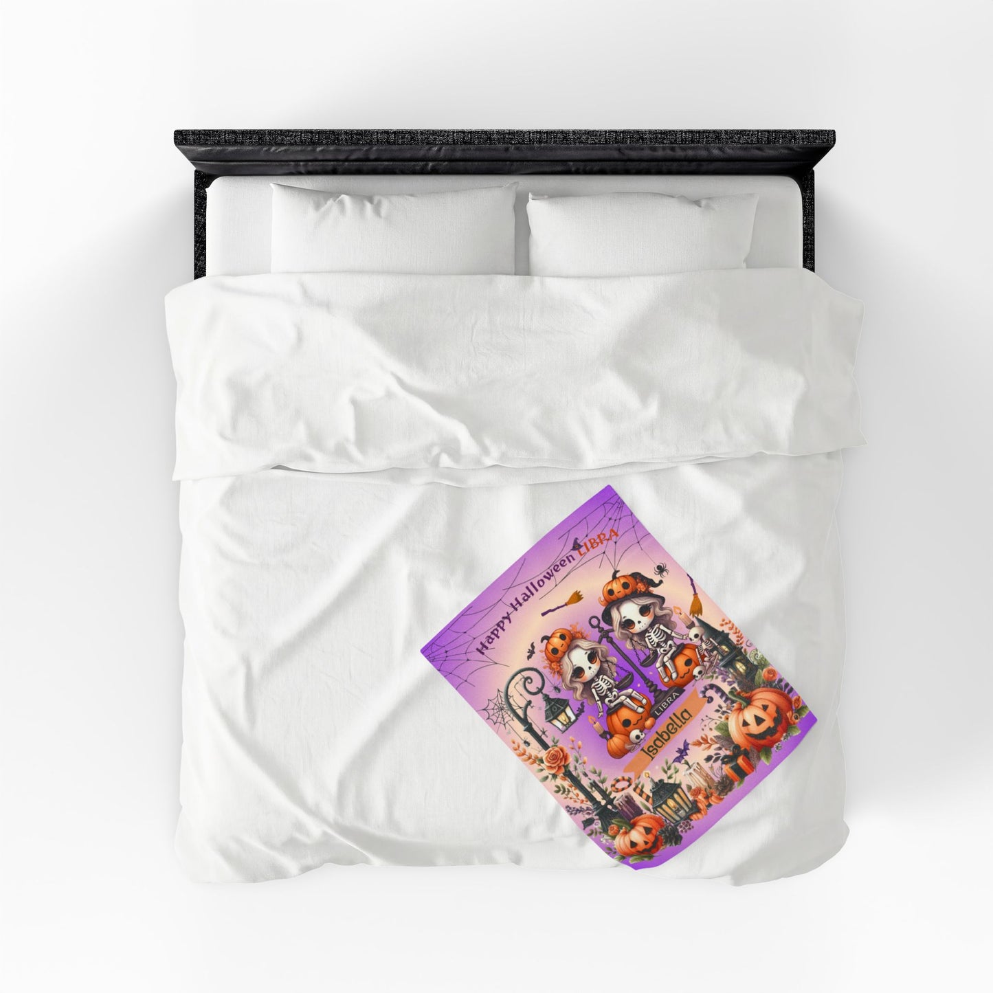 Personalized Libra Halloween Blanket for Girls, Custom Name Zodiac Toddler Blanket