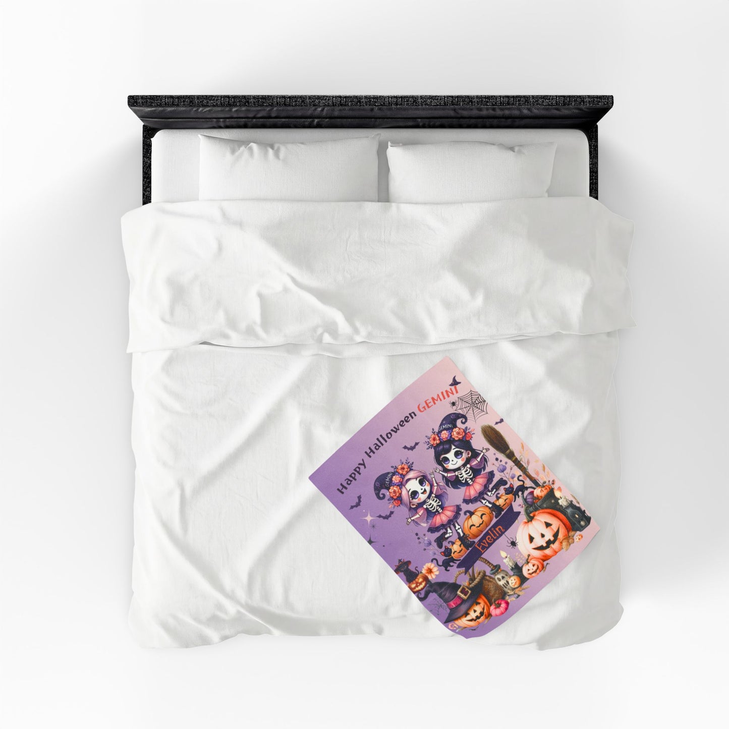 Personalized Gemini Halloween Blanket for Girls, Custom Name Zodiac Toddler Halloween Throw