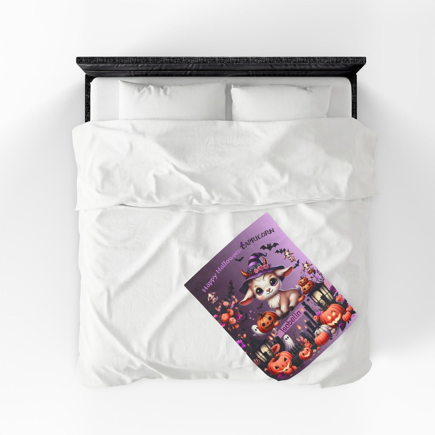 Personalized Capricorn Halloween Blanket for Girls, Custom Name Zodiac Toddler Halloween Throw