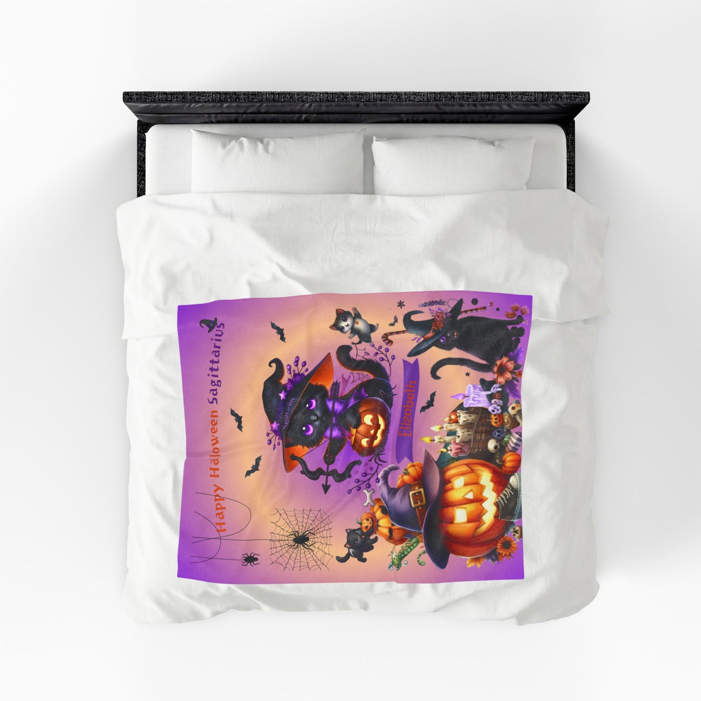 Personalized Sagittarius Halloween Blanket for Girls, Custom Name Zodiac Toddler Halloween Throw