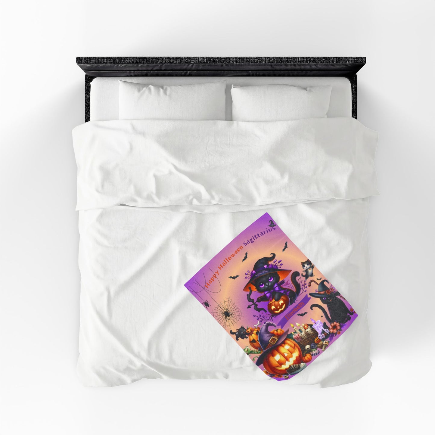 Personalized Sagittarius Halloween Blanket for Girls, Custom Name Zodiac Toddler Halloween Throw