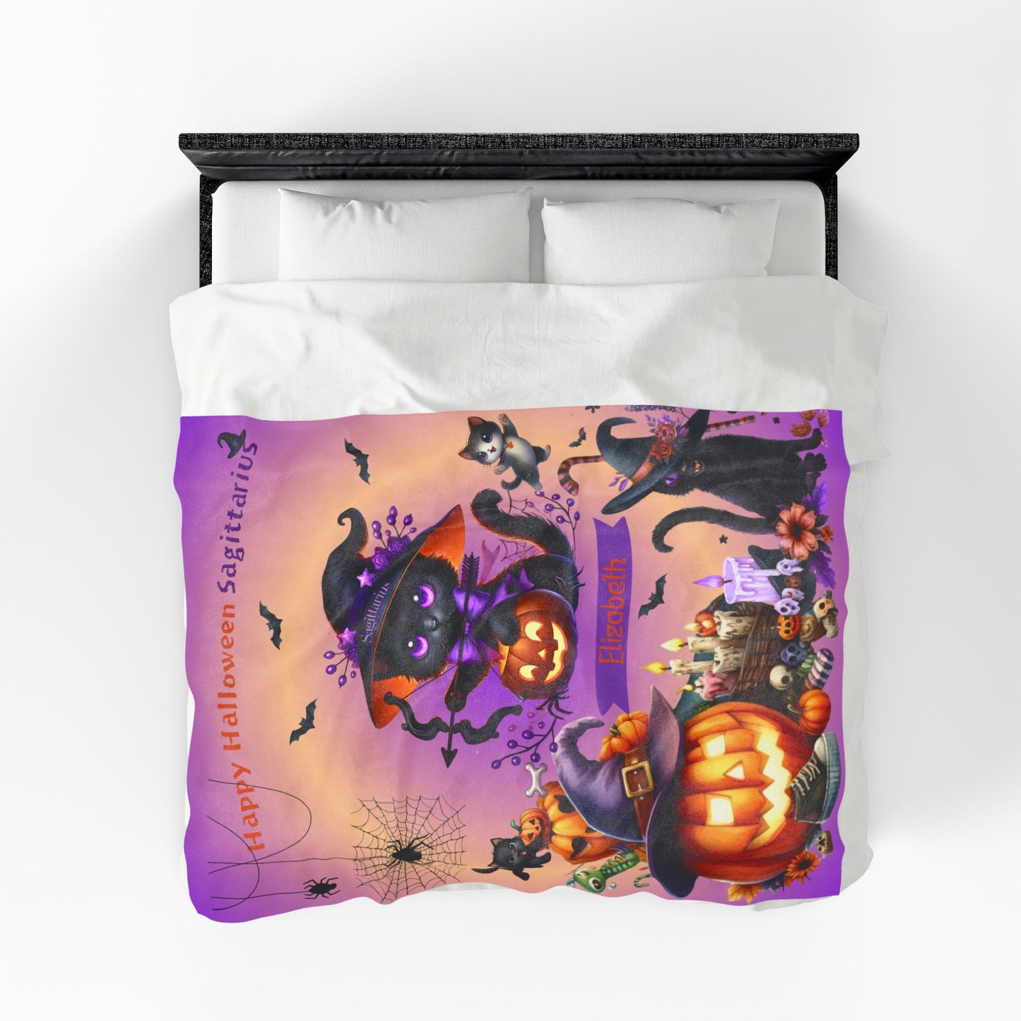 Personalized Sagittarius Halloween Blanket for Girls, Custom Name Zodiac Toddler Halloween Throw