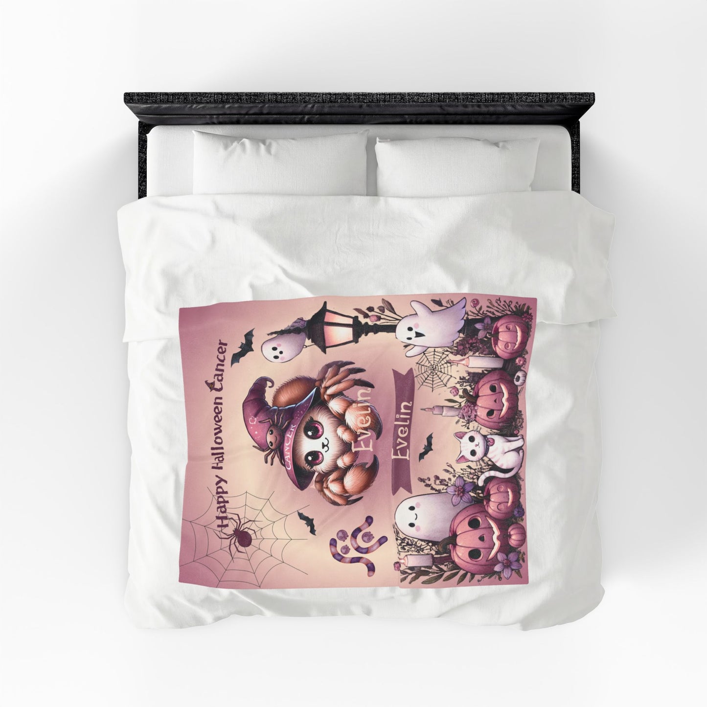 Personalized Cancer Halloween Blanket for Girls, Custom Name Zodiac Toddler Halloween Throw
