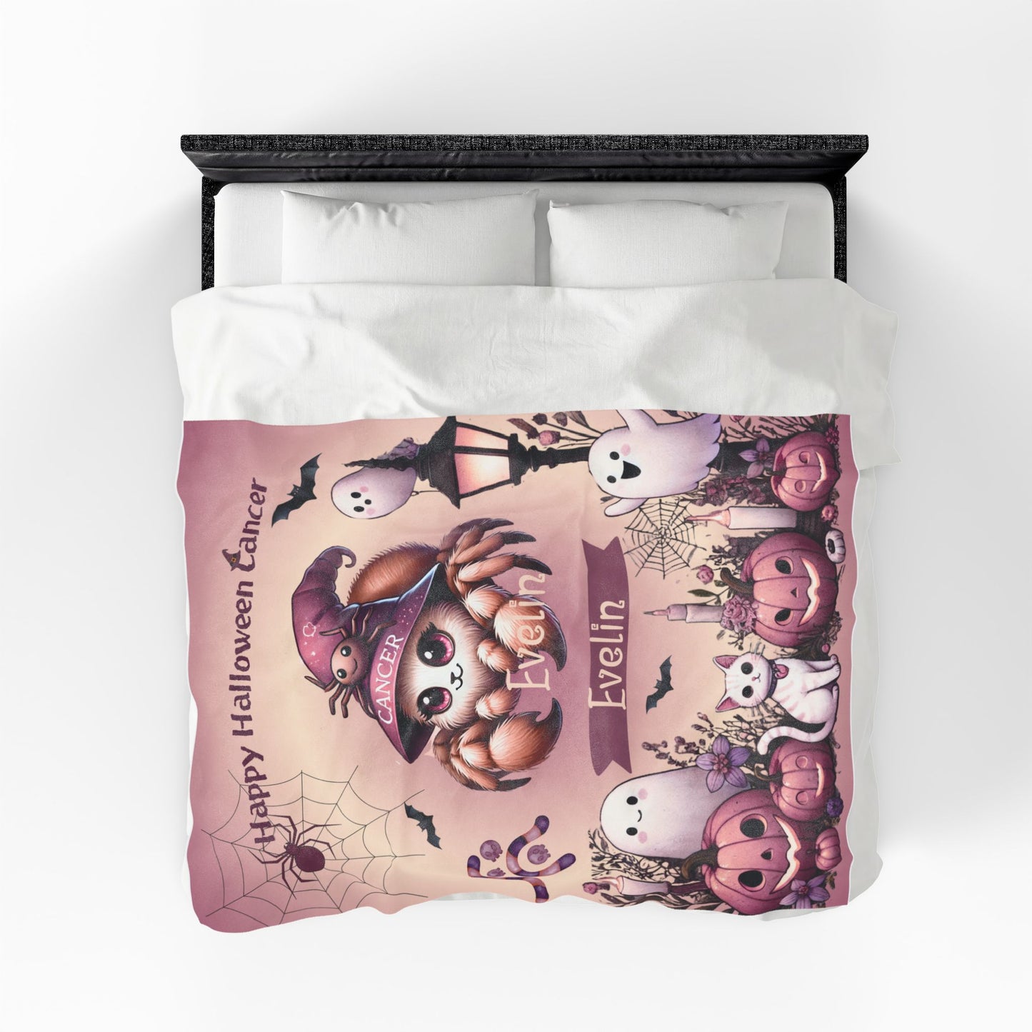Personalized Cancer Halloween Blanket for Girls, Custom Name Zodiac Toddler Halloween Throw