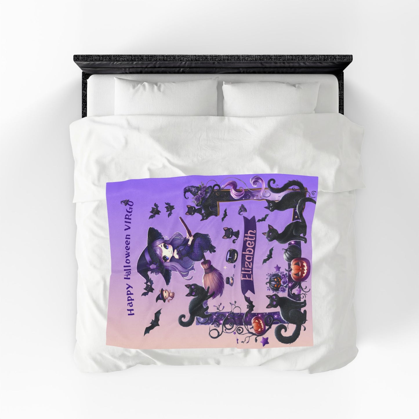 Personalized Virgo Halloween Blanket for Girls, Custom Name Zodiac Toddler Halloween Throw