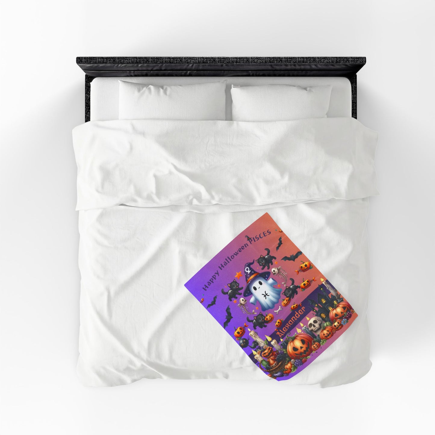 Personalized Pisces Halloween Blanket for Boys, Custom Name Zodiac Toddler  Halloween Throw