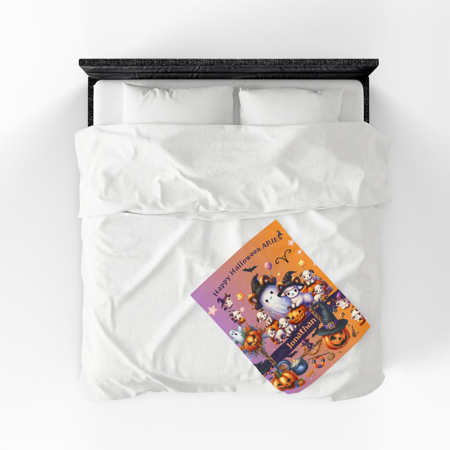 Personalized Aries Halloween Blanket for Boys, Custom Name Zodiac Toddler Halloween Throw