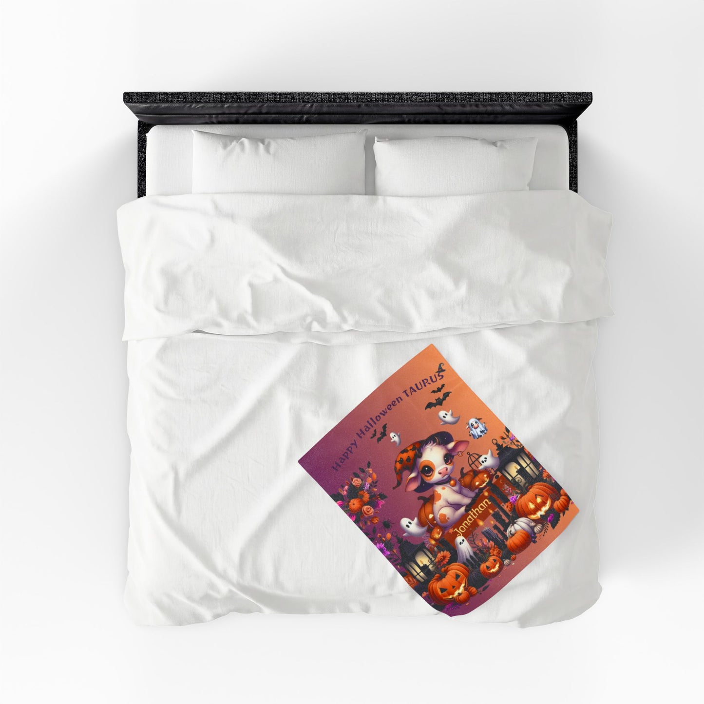 Personalized Taurus Halloween Toddler Boy Blanket, Custom Name Zodiac Halloween Throw