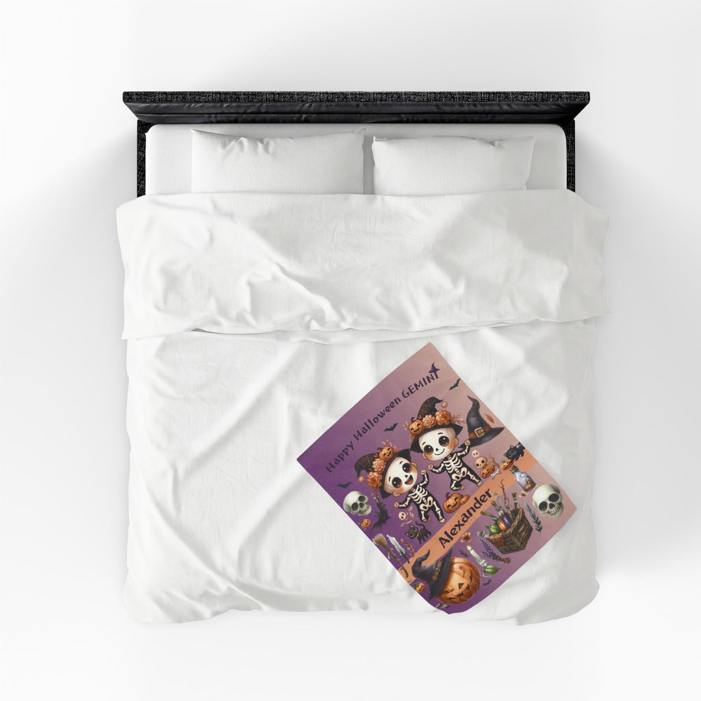 Personalized Gemini Halloween Toddler Boy Blanket. Custom name zodiac Gift