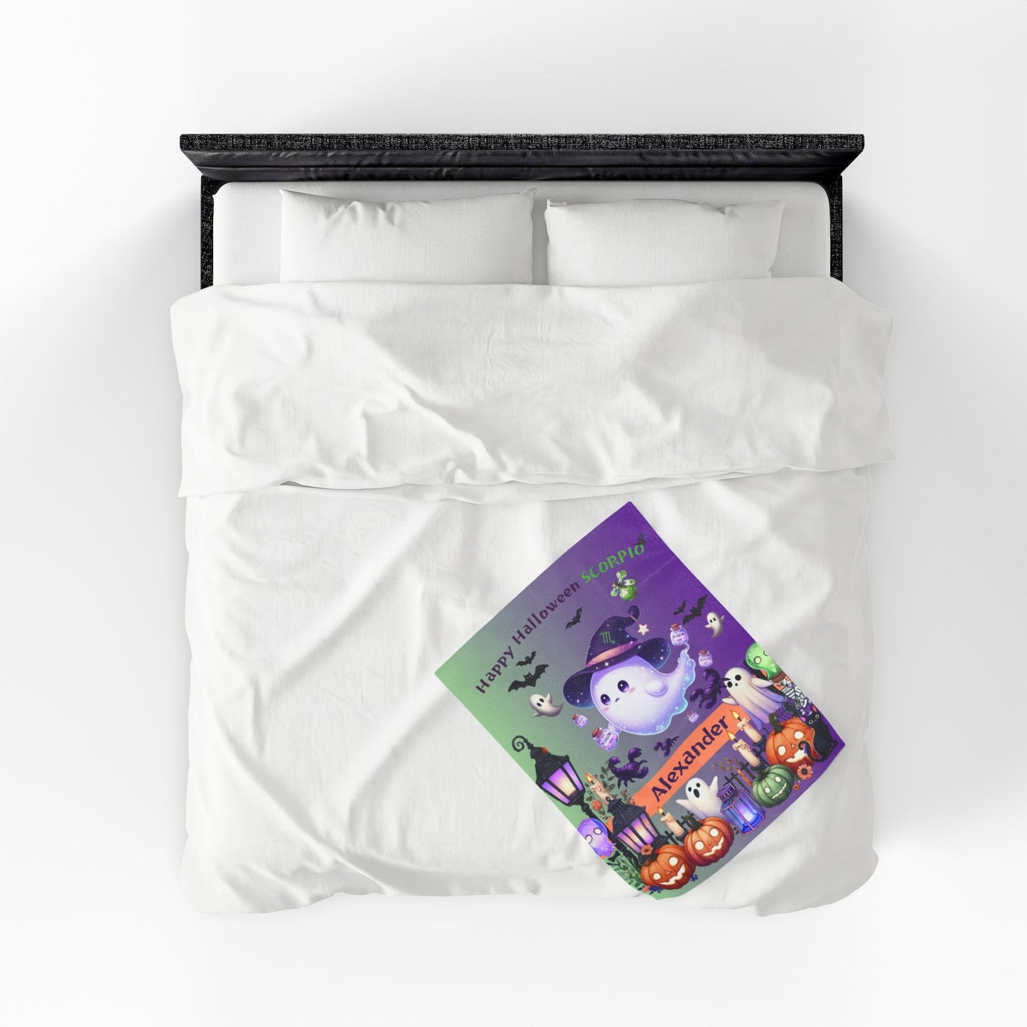 Personalized Scorpio Halloween Toddler Boy Blanket. Custom name zodiac Halloween gift.
