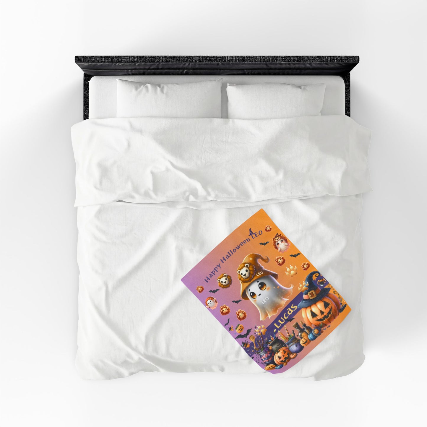 Personalized Leo Halloween blanket for boys, Custom name zodiac toddler Halloween Gift.