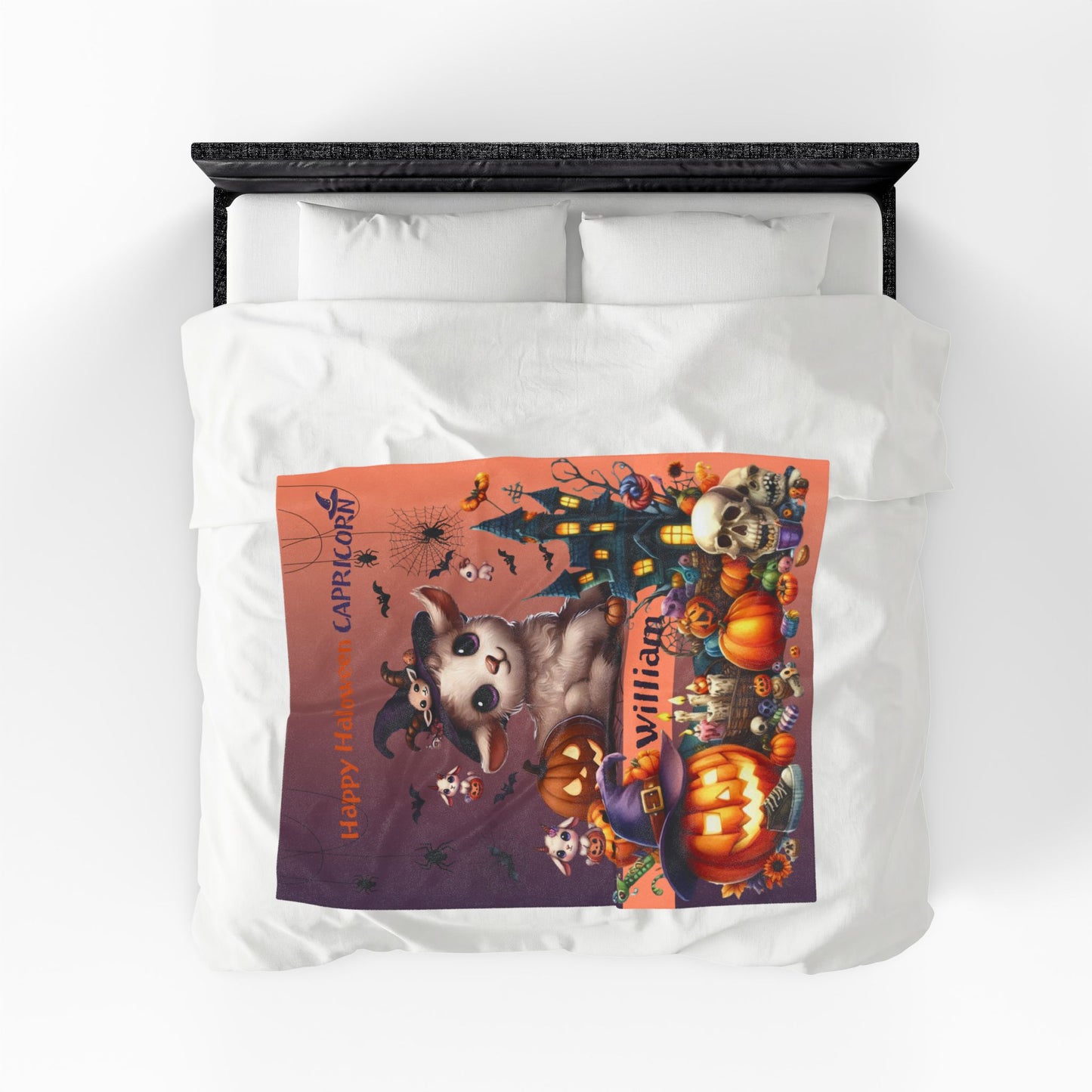 Personalized Capricorn Halloween Toddler Boy Blanket, Custom Name Zodiac Gift