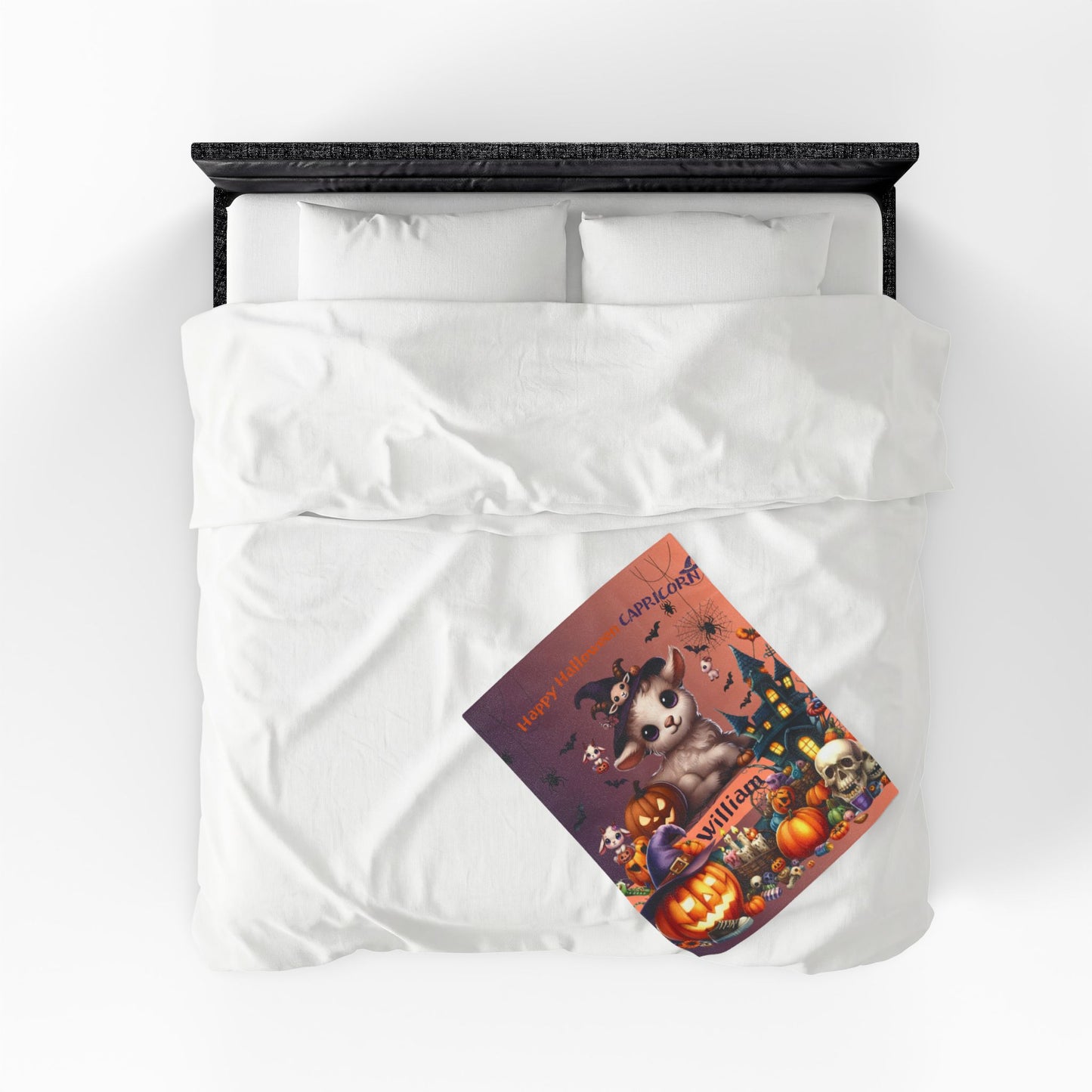 Personalized Capricorn Halloween Toddler Boy Blanket, Custom Name Zodiac Gift