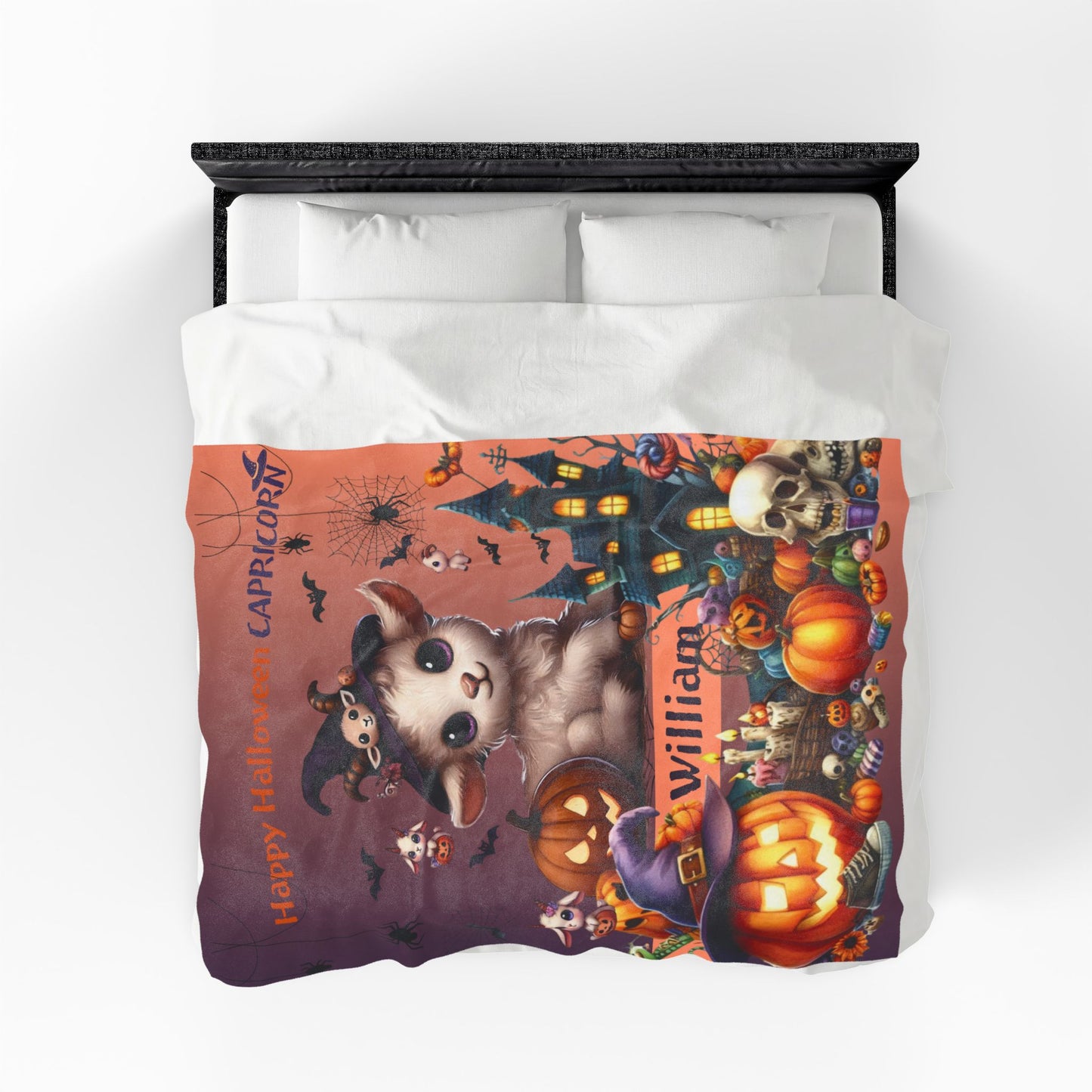 Personalized Capricorn Halloween Toddler Boy Blanket, Custom Name Zodiac Gift