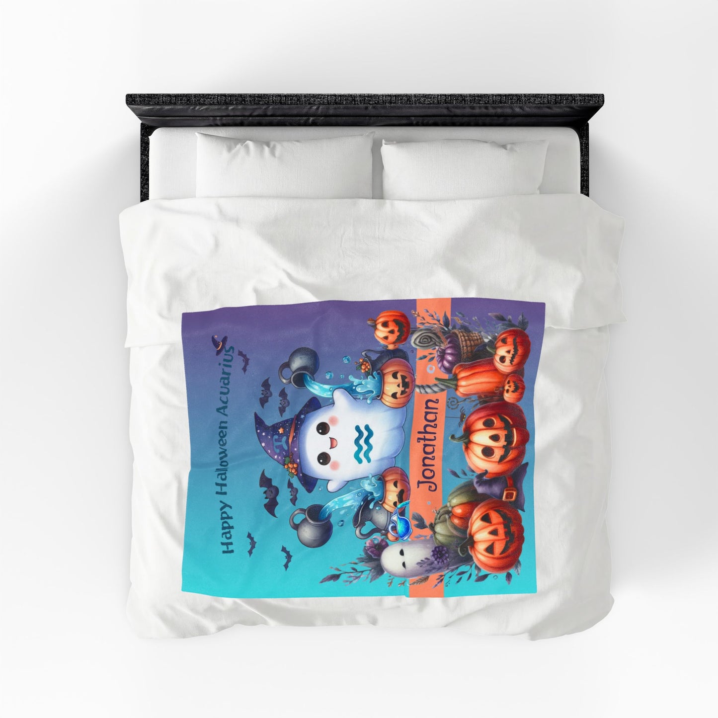 Personalized Aquarius Halloween Toddler Boy Blanket, Custom Name Zodiac Gift