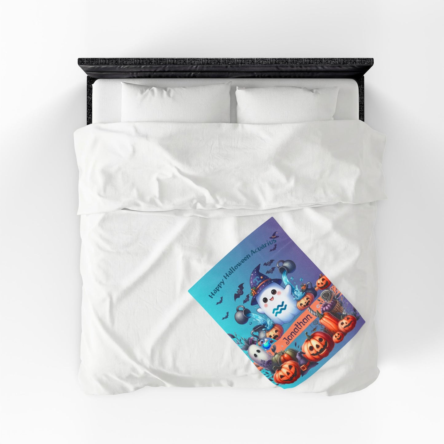 Personalized Aquarius Halloween Toddler Boy Blanket, Custom Name Zodiac Gift