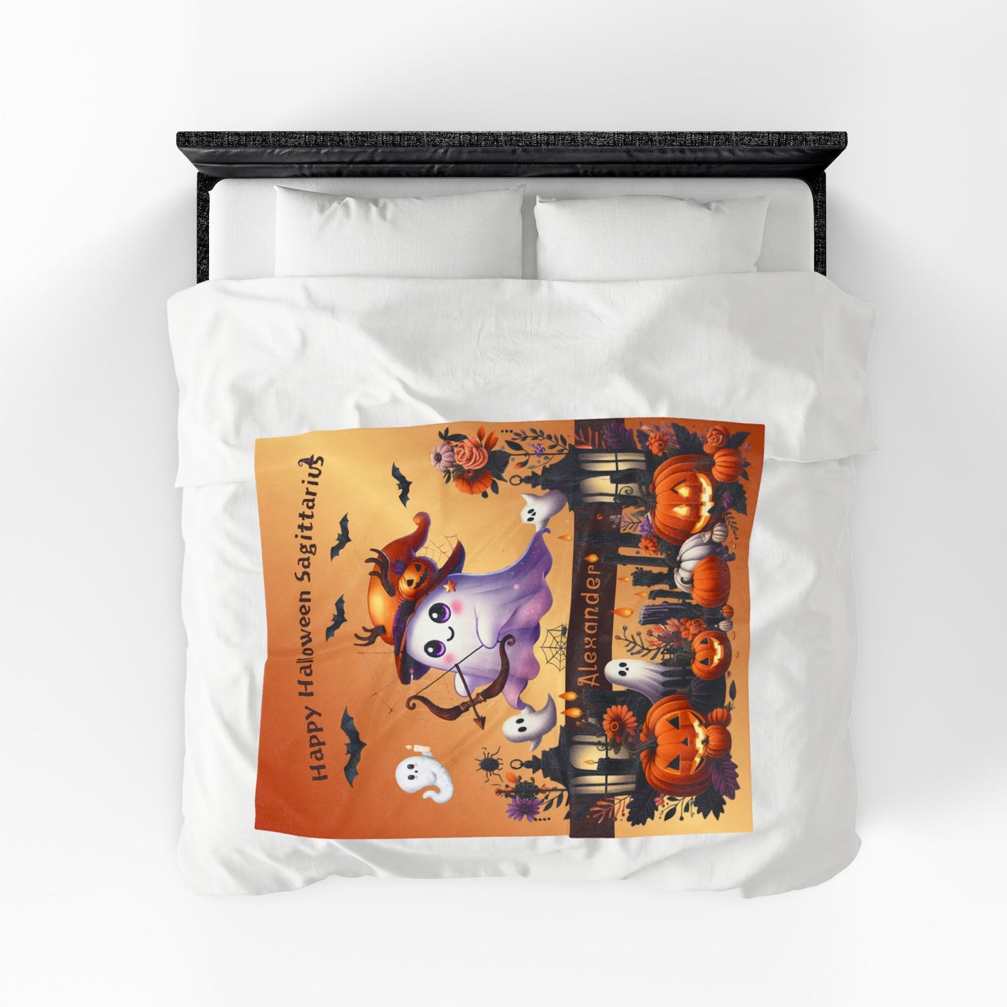 Personalized Sagittarius Halloween Toddler Boy Blanket, Custom Name Zodiac Gift