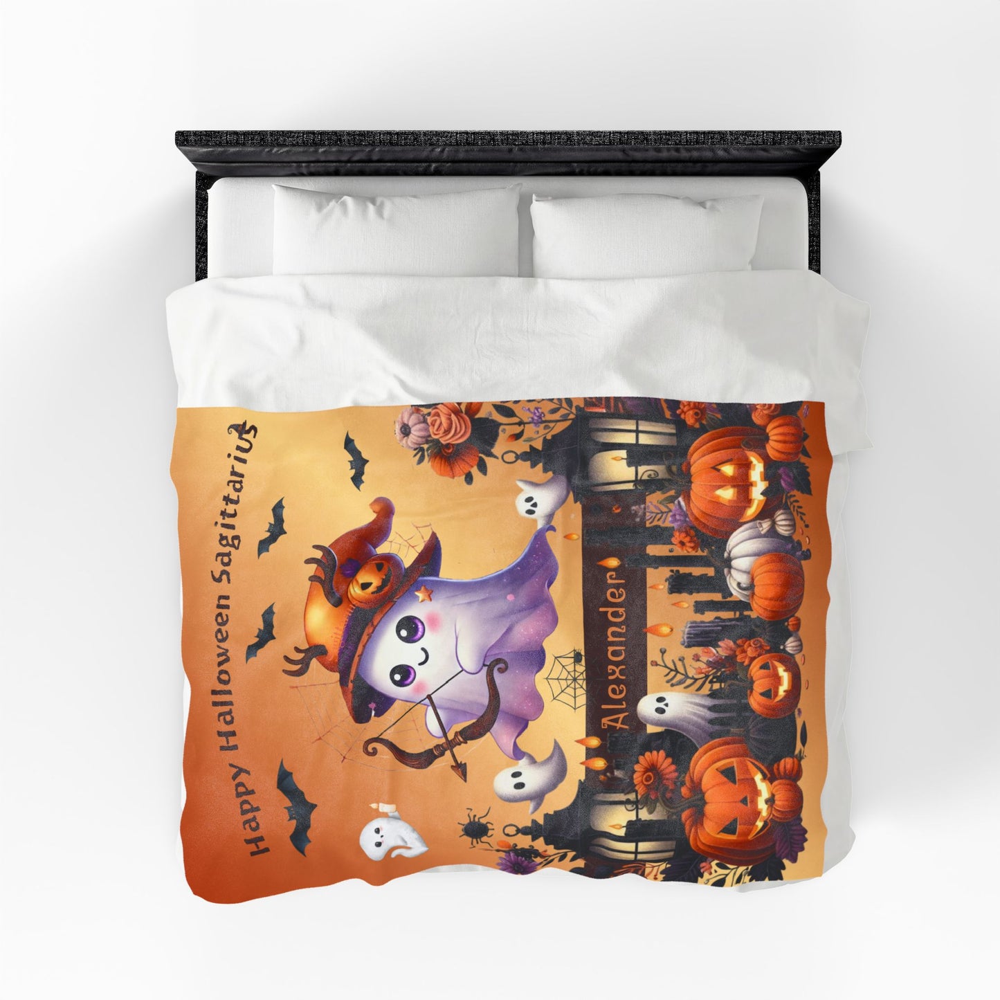 Personalized Sagittarius Halloween Toddler Boy Blanket, Custom Name Zodiac Gift