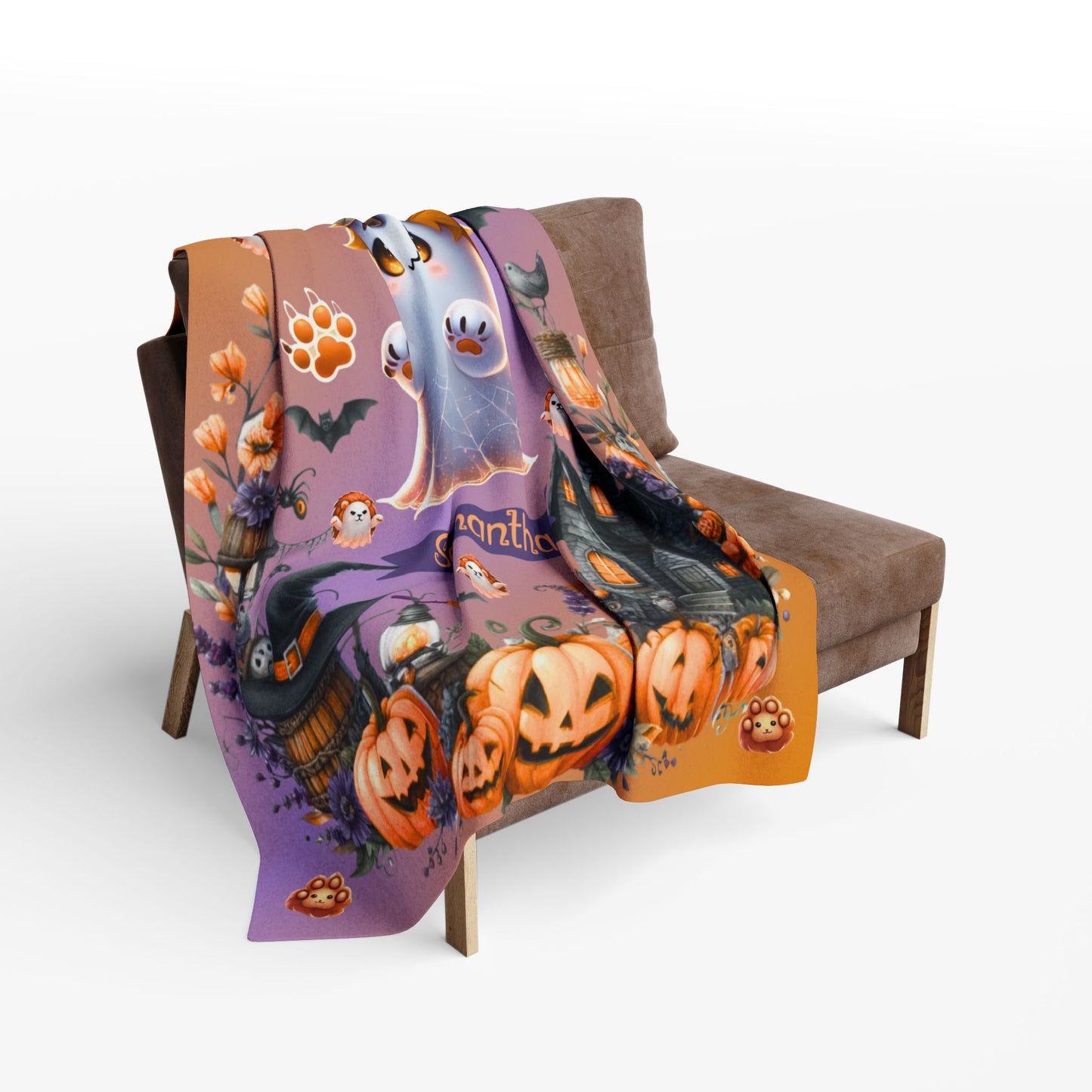 Personalized Leo Halloween Blanket for Girls, Custom Name Zodiac Toddler Halloween Throw