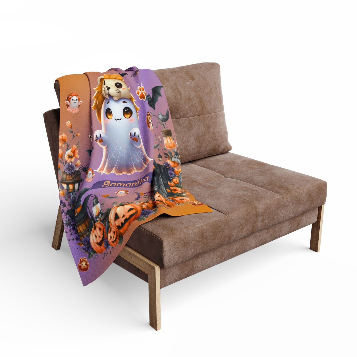 Personalized Leo Halloween Blanket for Girls, Custom Name Zodiac Toddler Halloween Throw