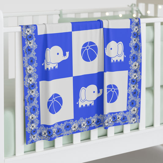 Personalized Name Baby Boy Blanket,  Soft Fleece, Custom Nursery Blanket,elephant and ball pattern