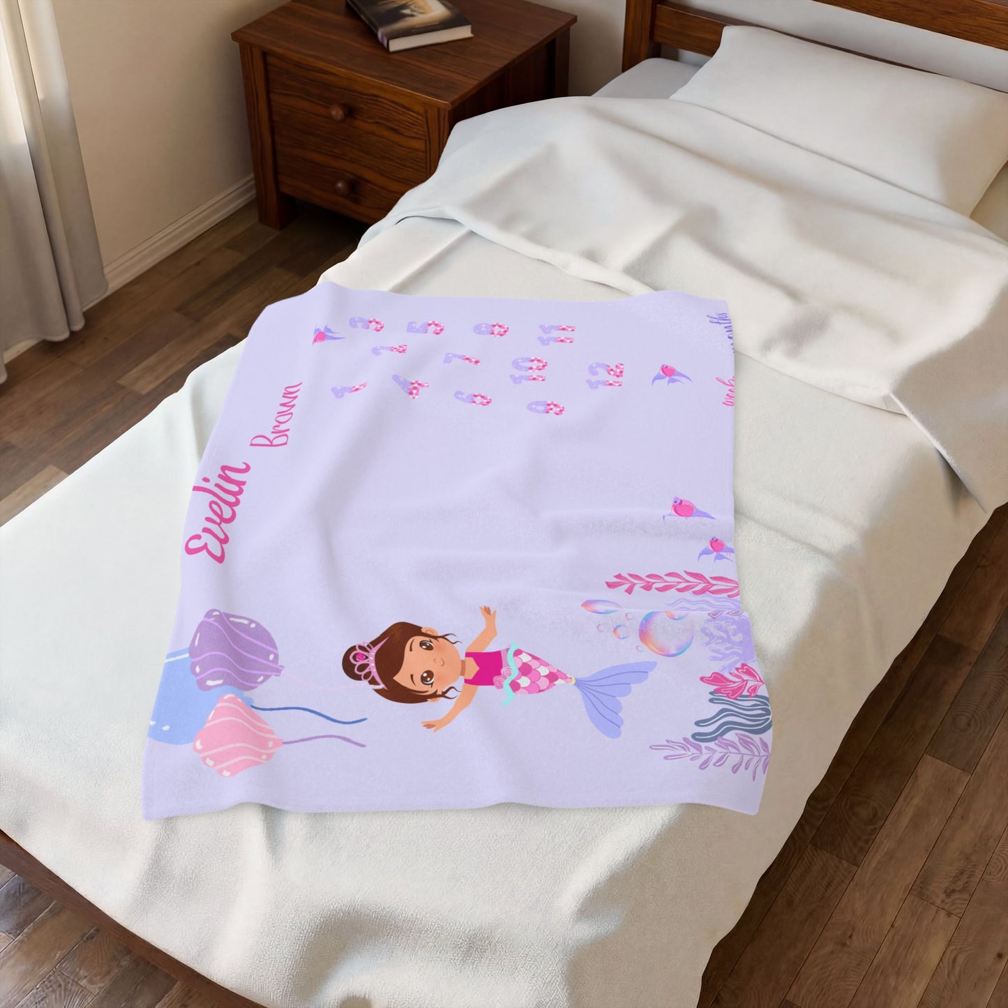 Personalized Mermaid Milestone Baby Blanket