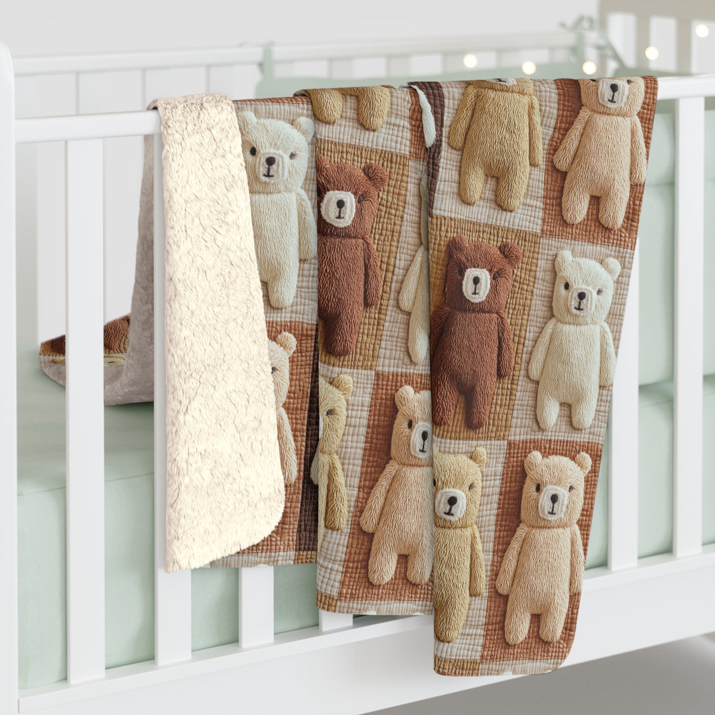 Teddy Bear Blanket, Cozy Plush Throw, Cute Bear Pattern, Serpa Fleece Blanket,