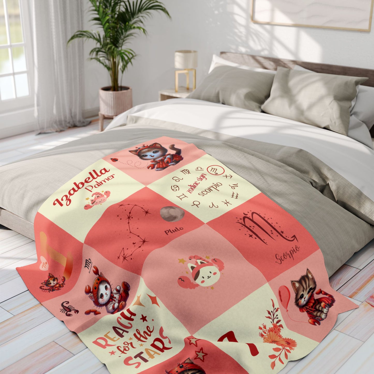Personalized Scorpio Baby Girl Blanket Velveteen Plush, Zodiac Baby Blanket, Astrology Baby Blanket,
